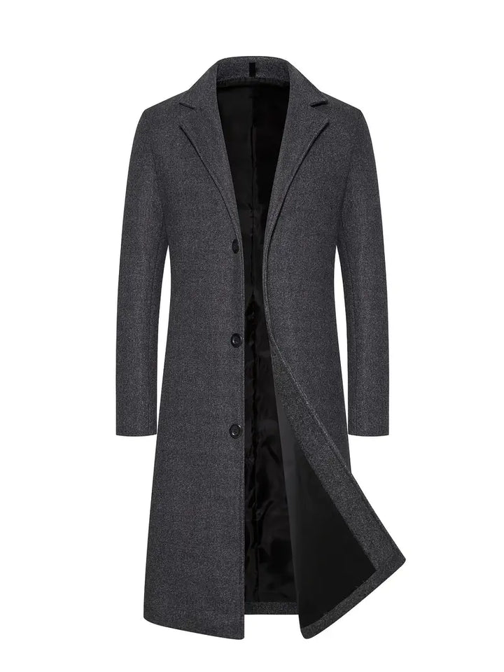 Eleganter und warmer Herrenmantel mit Kragen unten für kalte Tage