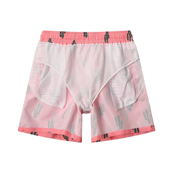 Modieuze roze zwemshort met trendy cactusprint voor een stijlvolle uitstraling - Brayden