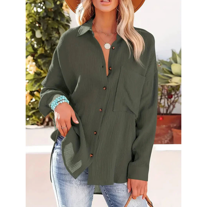 Elegantes langärmeliges Damenhemd mit klassischem Button-down-Verschluss