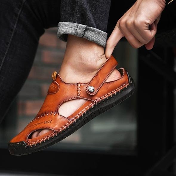 Elegante und bequeme Herrensandalen aus atmungsaktivem Leder für ganztägigen Komfort