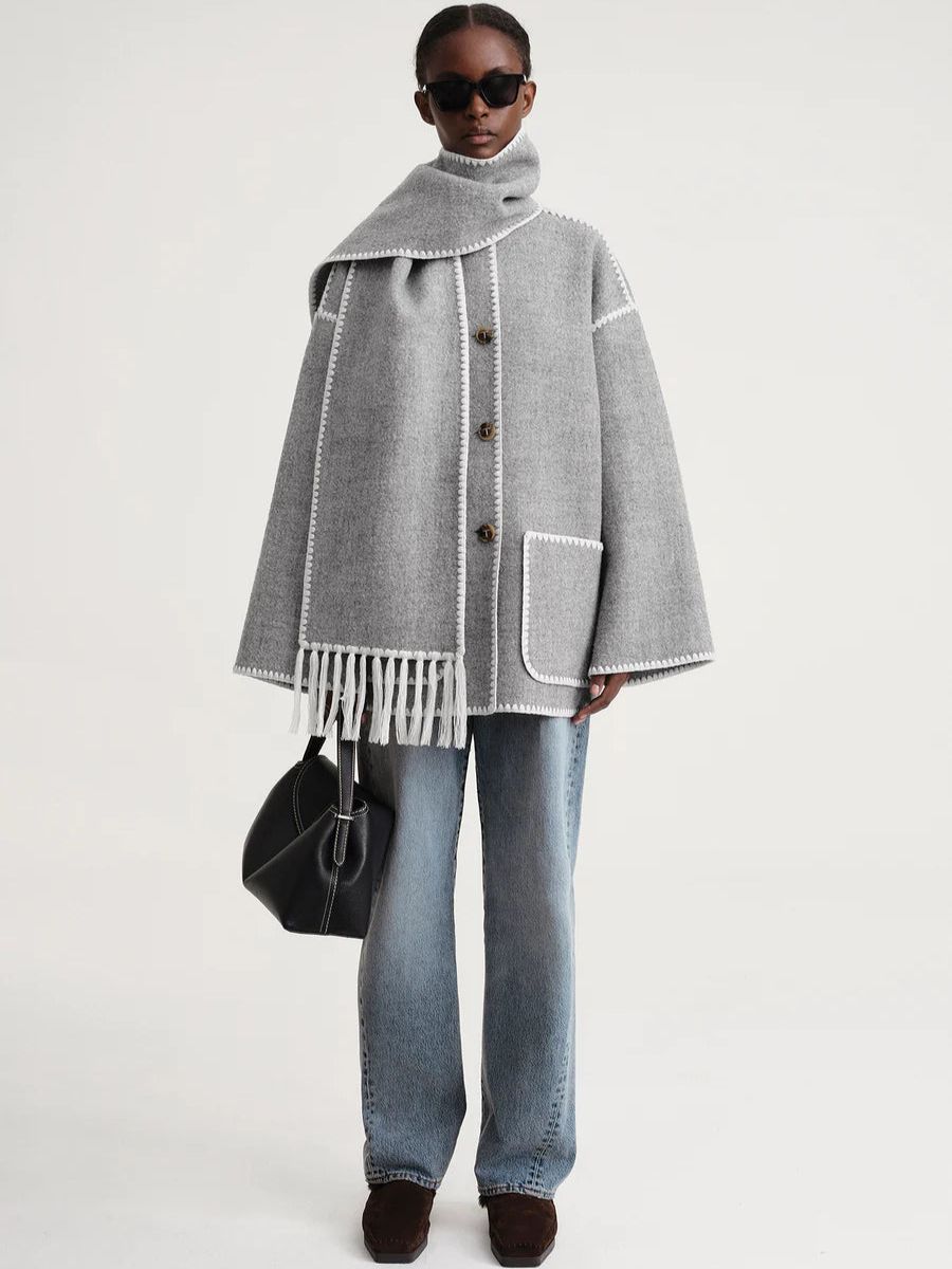 Modische Damenjacke mit elegantem Schal für außergewöhnlichen Komfort und einen raffinierten Look