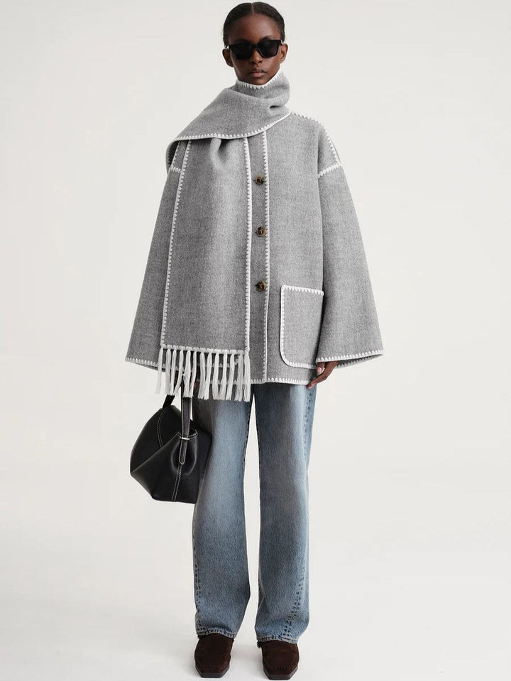 Modische Damenjacke mit elegantem Schal für außergewöhnlichen Komfort und einen raffinierten Look