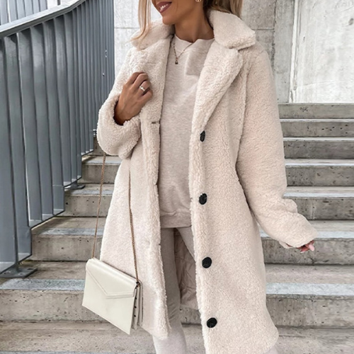 Modischer Damenplüschmantel für außergewöhnlichen Wärmekomfort und einen eleganten Look