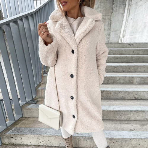 Modischer Damenplüschmantel für außergewöhnlichen Wärmekomfort und einen eleganten Look