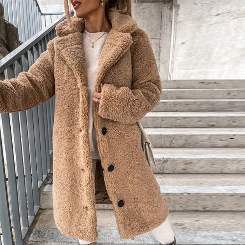 Modischer Damenplüschmantel für außergewöhnlichen Wärmekomfort und einen eleganten Look