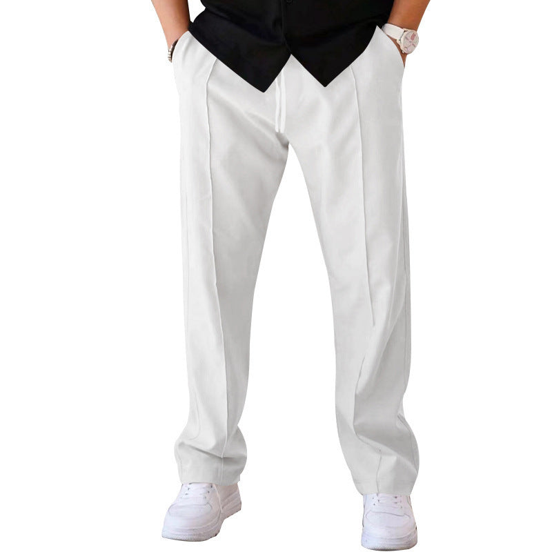 Modische und bequeme Herrenhose mit weitem Bein aus atmungsaktivem, leichtem Stoff