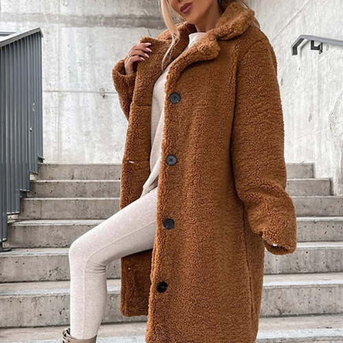 Modischer Damenplüschmantel für außergewöhnlichen Wärmekomfort und einen eleganten Look