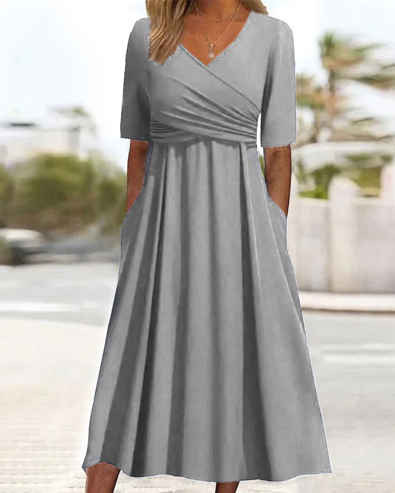 Stilvolles Midikleid mit überkreuzten Ärmeln für elegante Anlässe