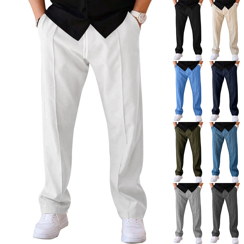Modische und bequeme Herrenhose mit weitem Bein aus atmungsaktivem, leichtem Stoff