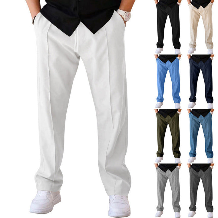 Modische und bequeme Herrenhose mit weitem Bein aus atmungsaktivem, leichtem Stoff