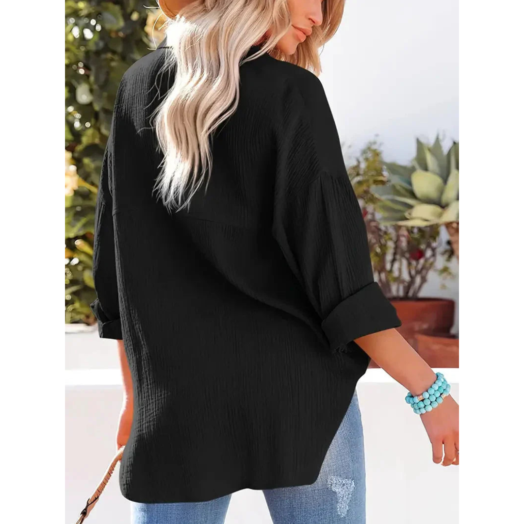 Elegantes langärmeliges Damenhemd mit klassischem Button-down-Verschluss