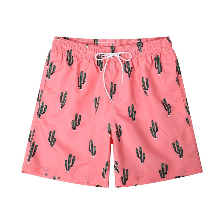 Modieuze roze zwemshort met trendy cactusprint voor een stijlvolle uitstraling - Brayden