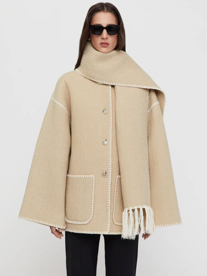 Modische Damenjacke mit elegantem Schal für außergewöhnlichen Komfort und einen raffinierten Look