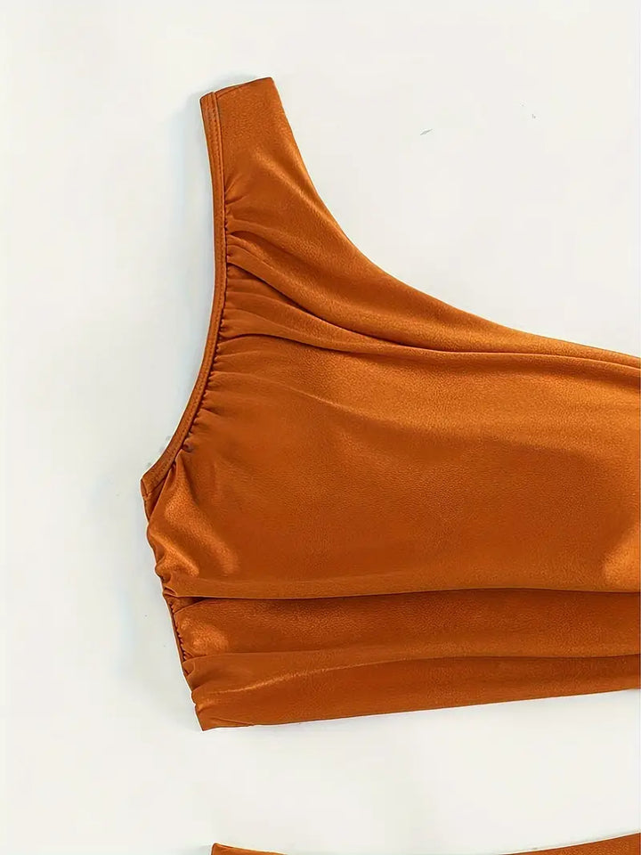 Farzeen Elegance | Stylish One-Shoulder High-Waisted Bikini Set for a Stunning Beach Look