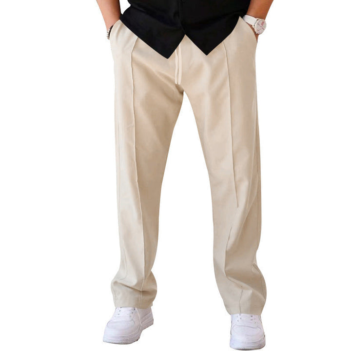 Modische und bequeme Herrenhose mit weitem Bein aus atmungsaktivem, leichtem Stoff