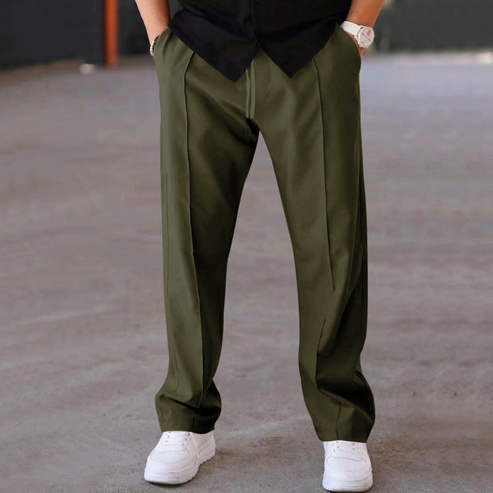 Modische und bequeme Herrenhose mit weitem Bein aus atmungsaktivem, leichtem Stoff