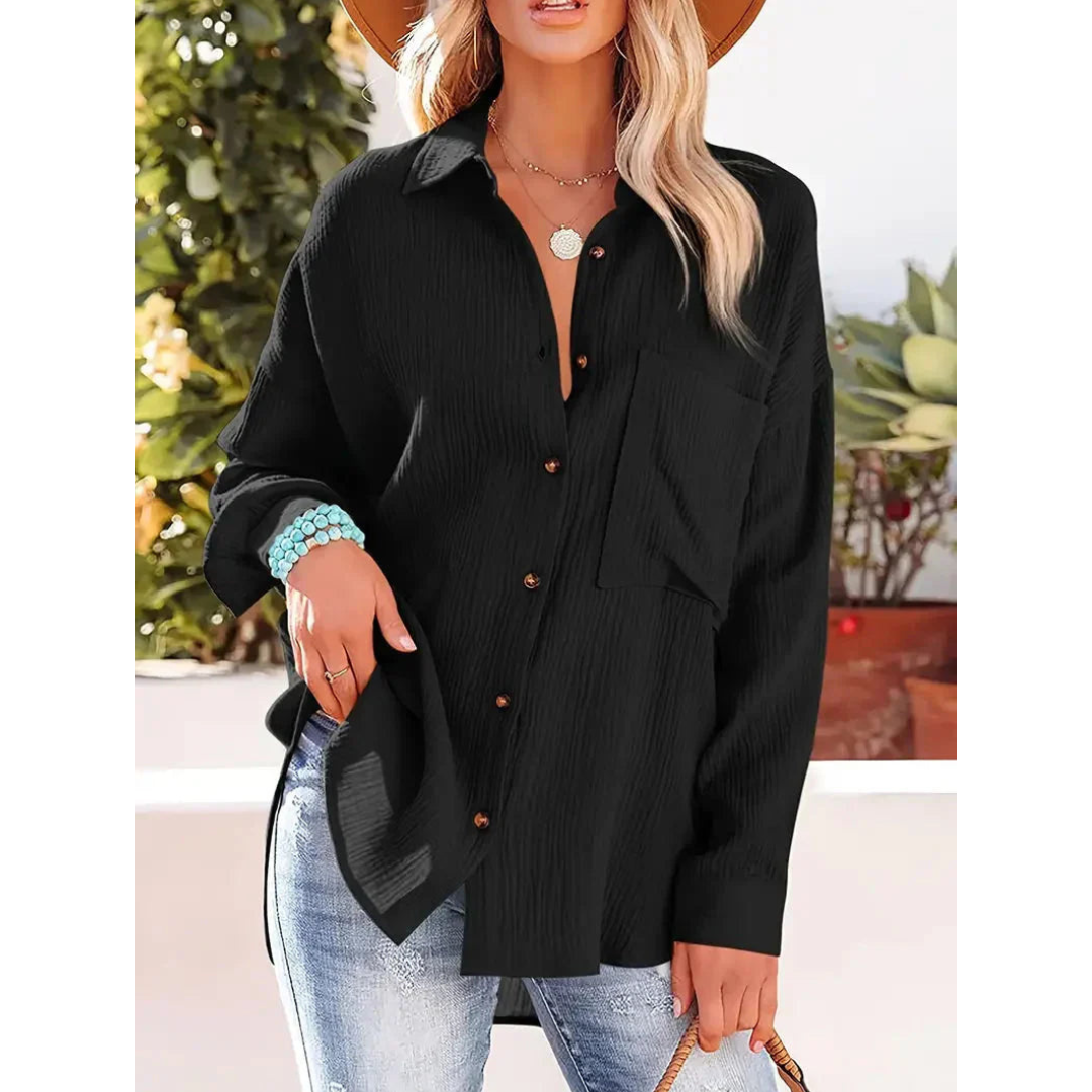 Elegantes langärmeliges Damenhemd mit klassischem Button-down-Verschluss