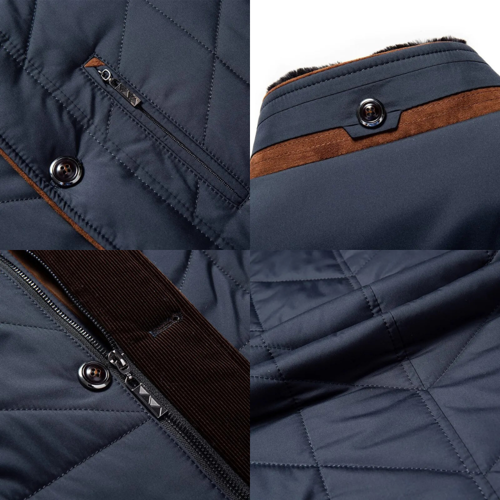 Elegancka męska kurtka zimowa ze stylową stójką i ciepłym zapięciem na guziki