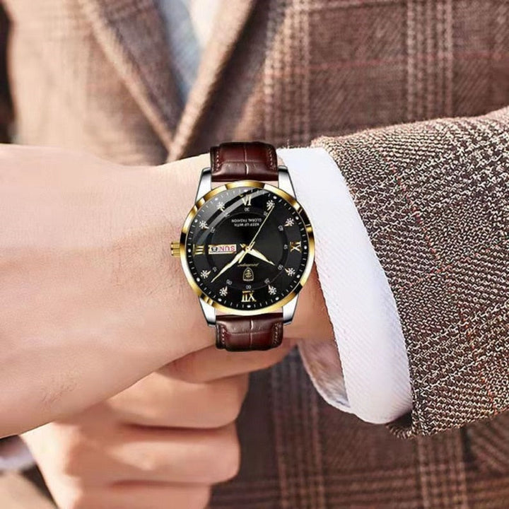Stilvolle wasserdichte Herrenarmbanduhr mit leuchtendem Zifferblatt für eleganten Komfort