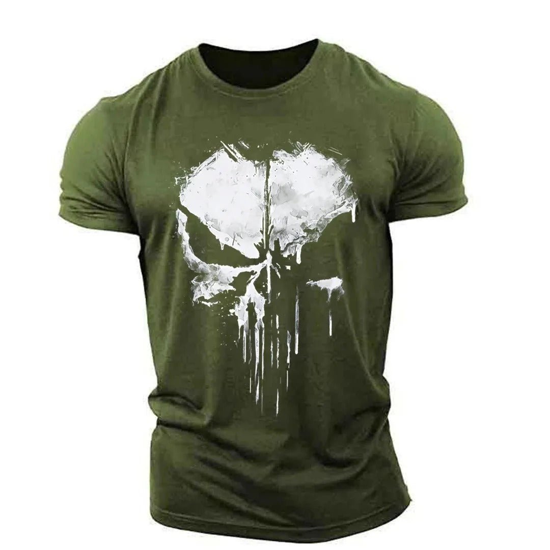 Elegantes Herren-T-Shirt mit auffälligem Totenkopf-Motiv