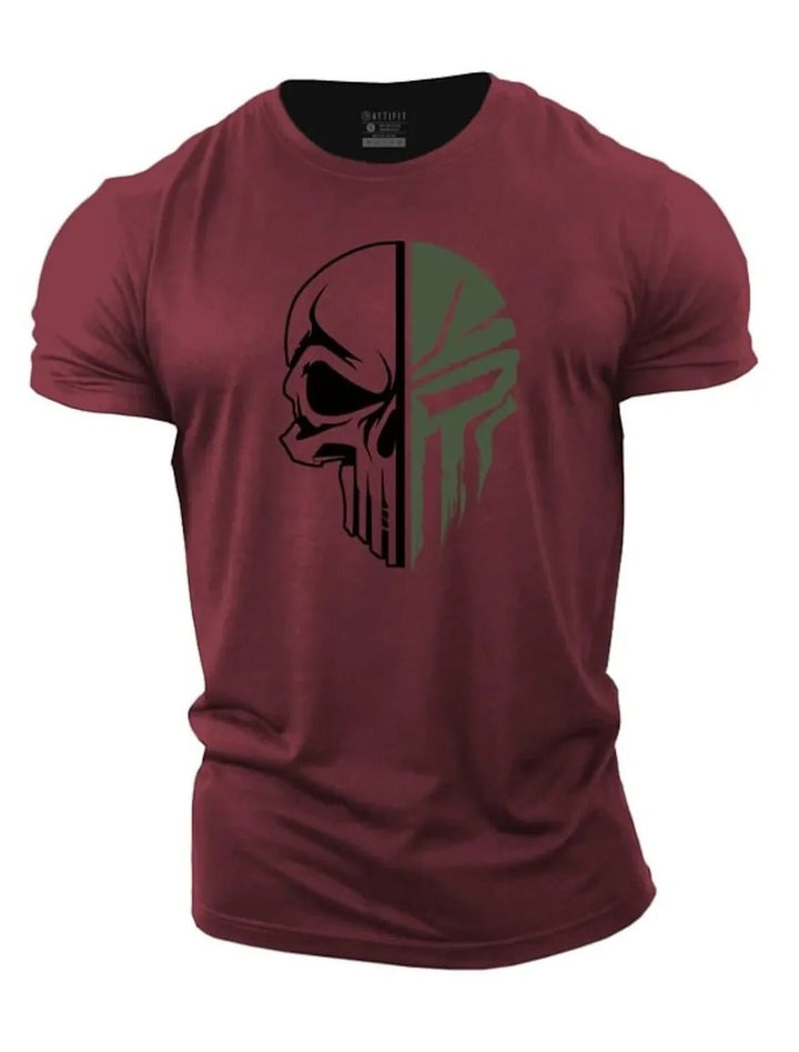 Herren-T-Shirt mit elegantem Totenkopf-Motiv im Military-Stil - eine einzigartige Ergänzung für Ihre Garderobe