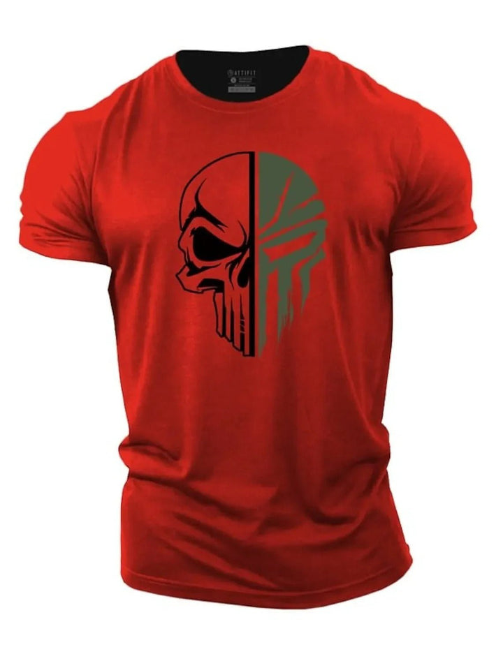 Herren-T-Shirt mit elegantem Totenkopf-Motiv im Military-Stil - eine einzigartige Ergänzung für Ihre Garderobe