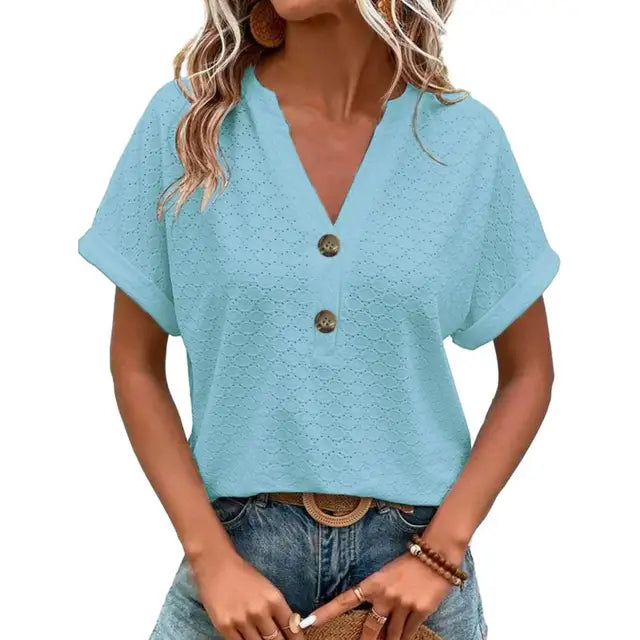 Modisches Damen-Top mit spitzem Ausschnitt für einen eleganten und modischen Look