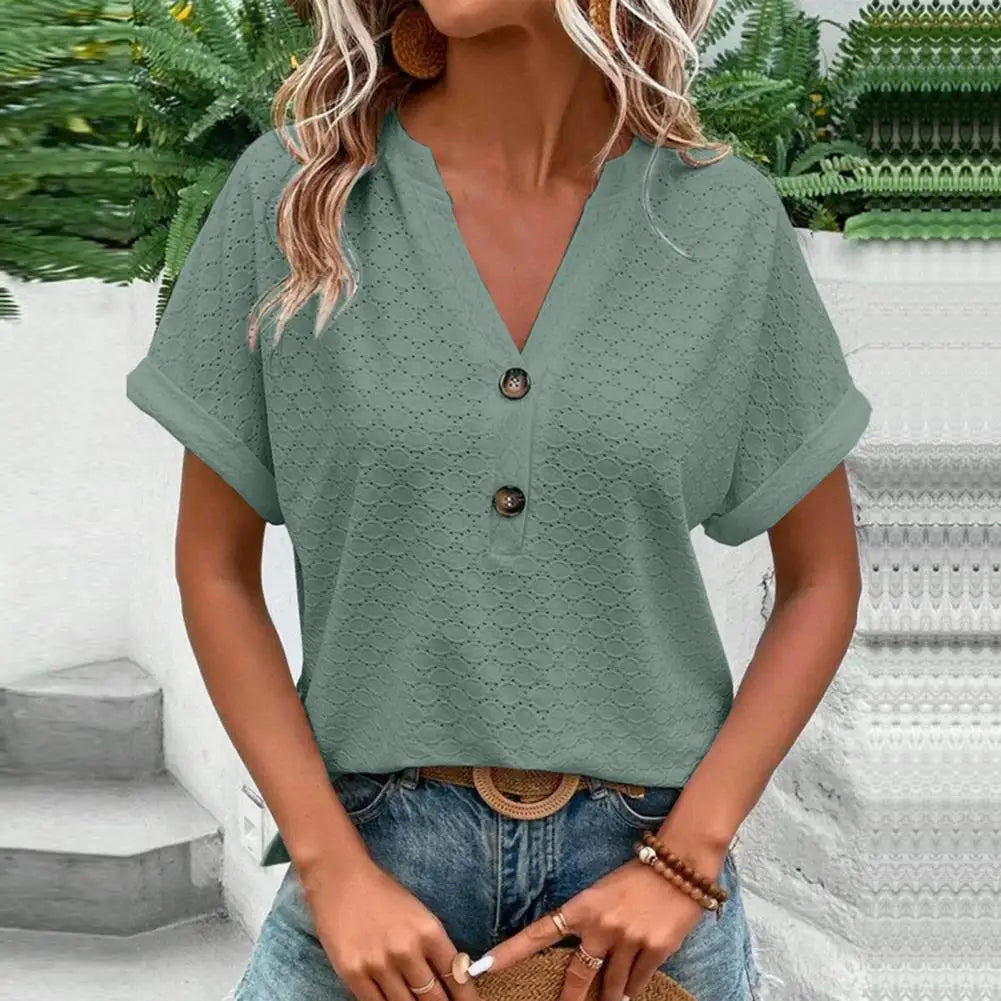 Modisches Damen-Top mit spitzem Ausschnitt für einen eleganten und modischen Look
