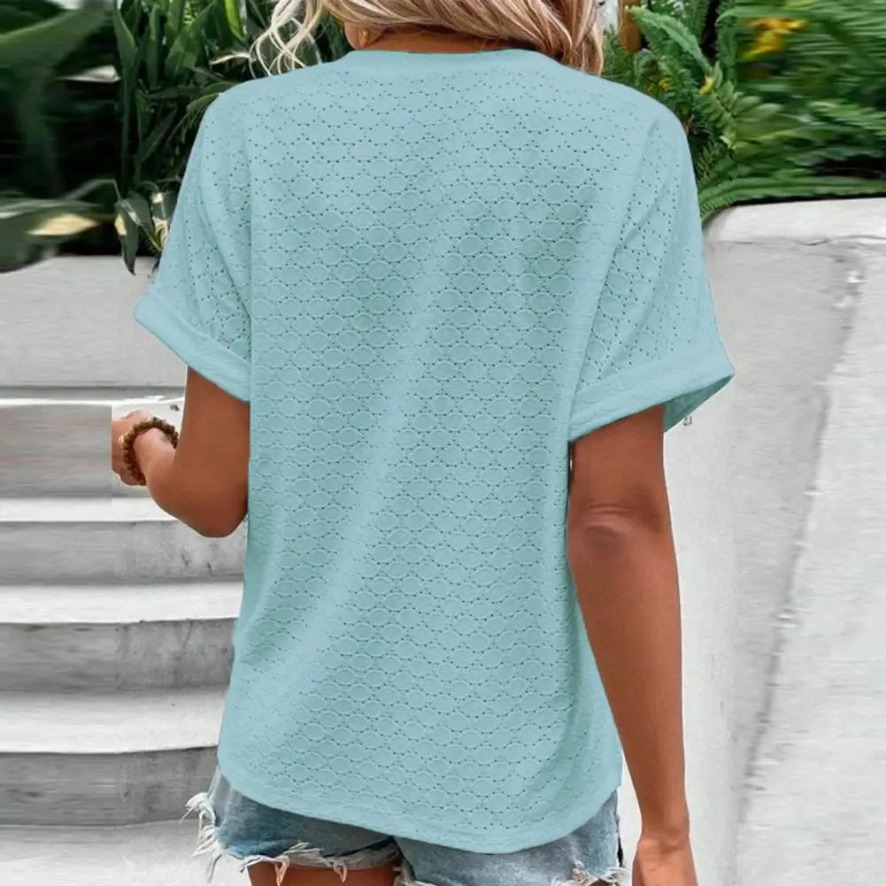 Modisches Damen-Top mit spitzem Ausschnitt für einen eleganten und modischen Look