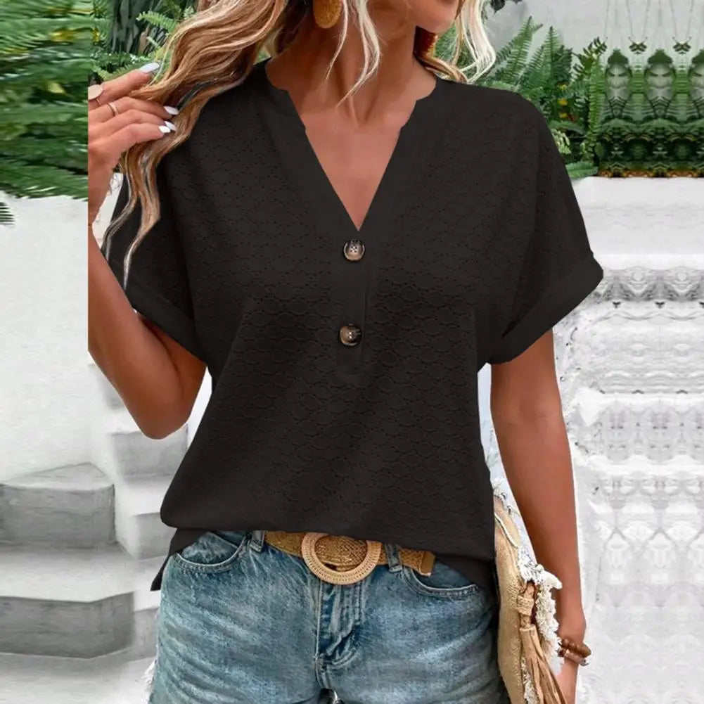 Modisches Damen-Top mit spitzem Ausschnitt für einen eleganten und modischen Look