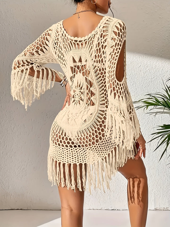 Veronee | Stijlvolle Gehaakte Strandjurk met Bohemien Franje Accessoire voor een avondje uit