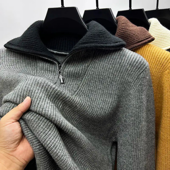 Stylowy damski sweter z golfem i zamkiem błyskawicznym – komfort i elegancja na co dzień