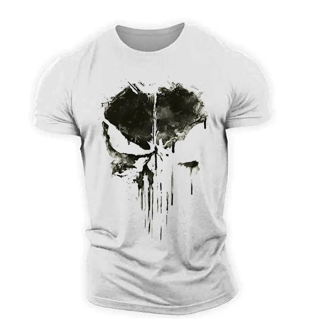 Elegantes Herren-T-Shirt mit auffälligem Totenkopf-Motiv