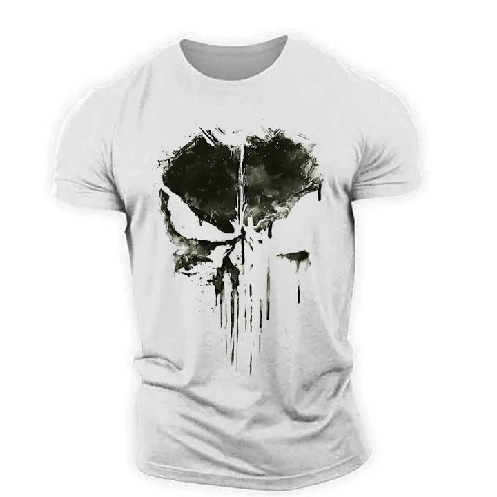 Elegantes Herren-T-Shirt mit auffälligem Totenkopf-Motiv
