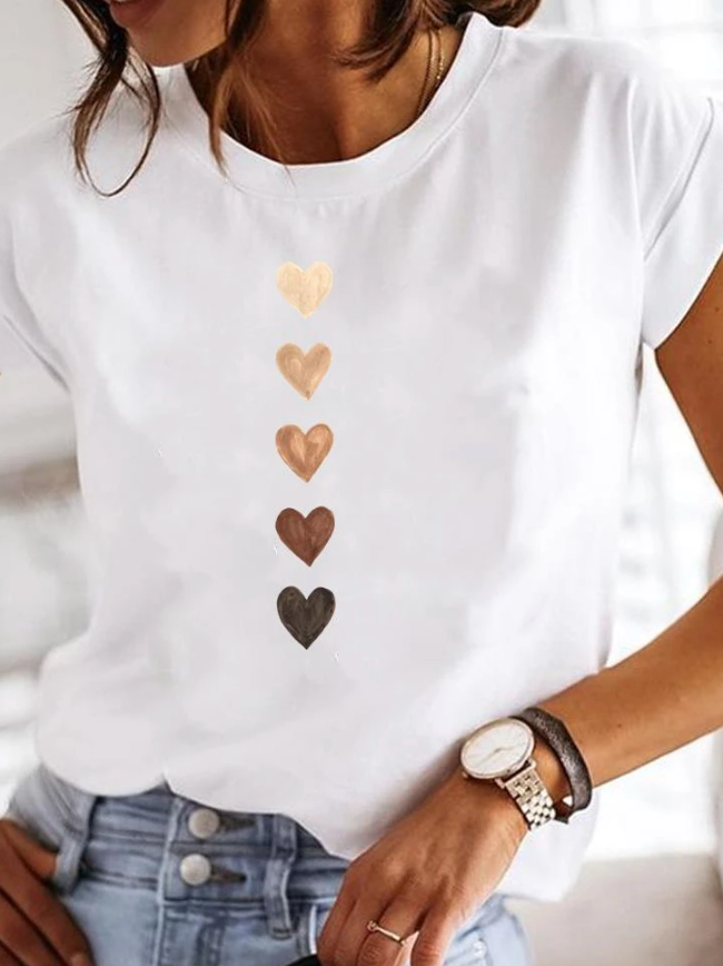 Elegantes kurzärmeliges Damen-T-Shirt mit modernem Print, das Ihren Stil unterstreicht