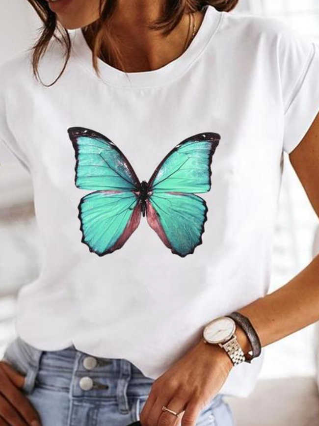 Elegantes kurzärmeliges Damen-T-Shirt mit modernem Print, das Ihren Stil unterstreicht