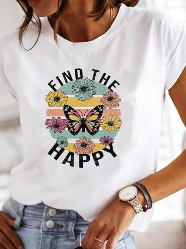 Elegantes kurzärmeliges Damen-T-Shirt mit modernem Print, das Ihren Stil unterstreicht