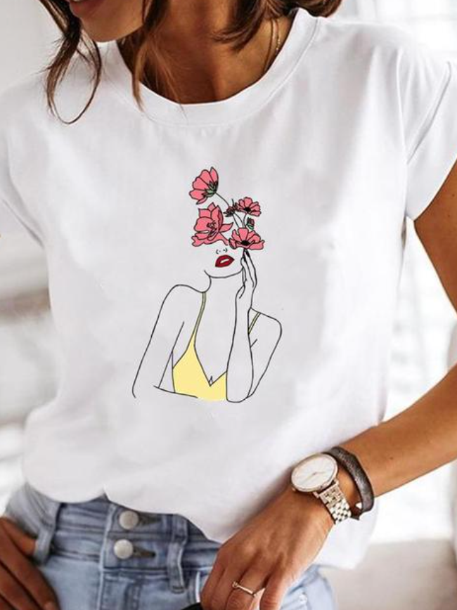 Elegantes kurzärmeliges Damen-T-Shirt mit modernem Print, das Ihren Stil unterstreicht