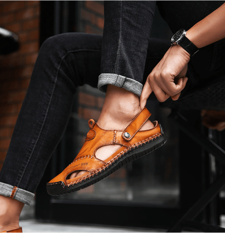 Elegante und bequeme Herrensandalen aus atmungsaktivem Leder für ganztägigen Komfort