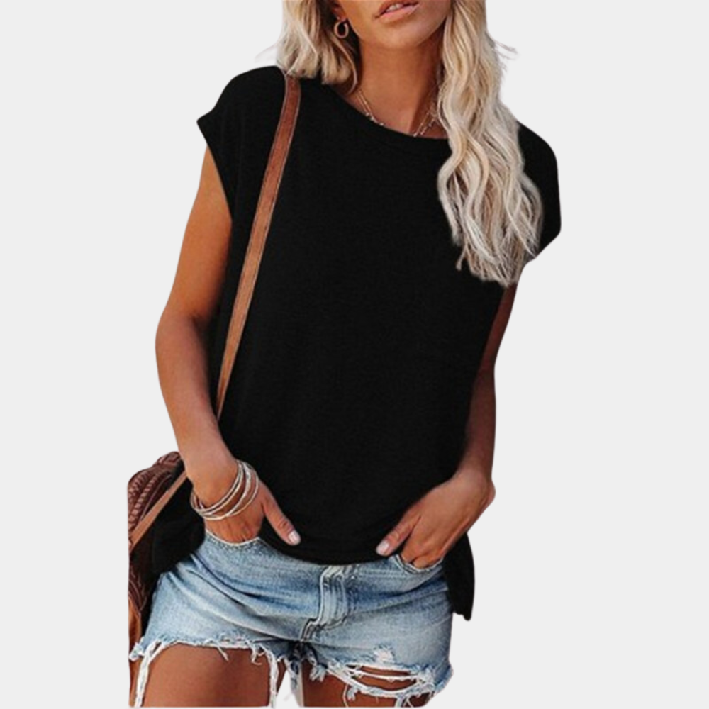 Elegantes kurzärmeliges Damen-T-Shirt mit funktioneller Brusttasche