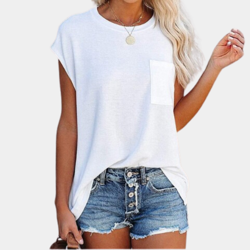 Elegantes kurzärmeliges Damen-T-Shirt mit funktioneller Brusttasche