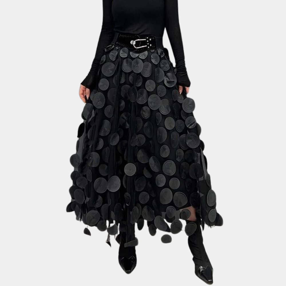 Elegantes Damengewand mit hoher Taille und 3D Polkadot - Seraphine für einen luxuriösen und eleganten Look