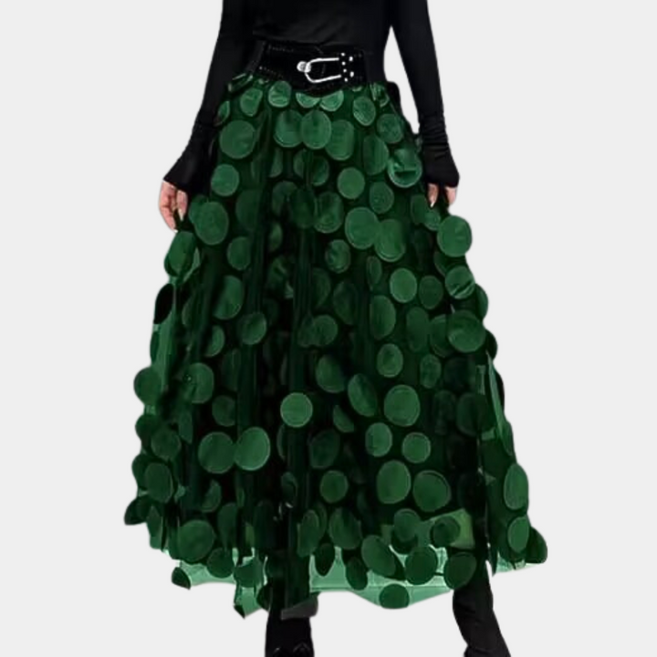 Elegantes Damengewand mit hoher Taille und 3D Polkadot - Seraphine für einen luxuriösen und eleganten Look