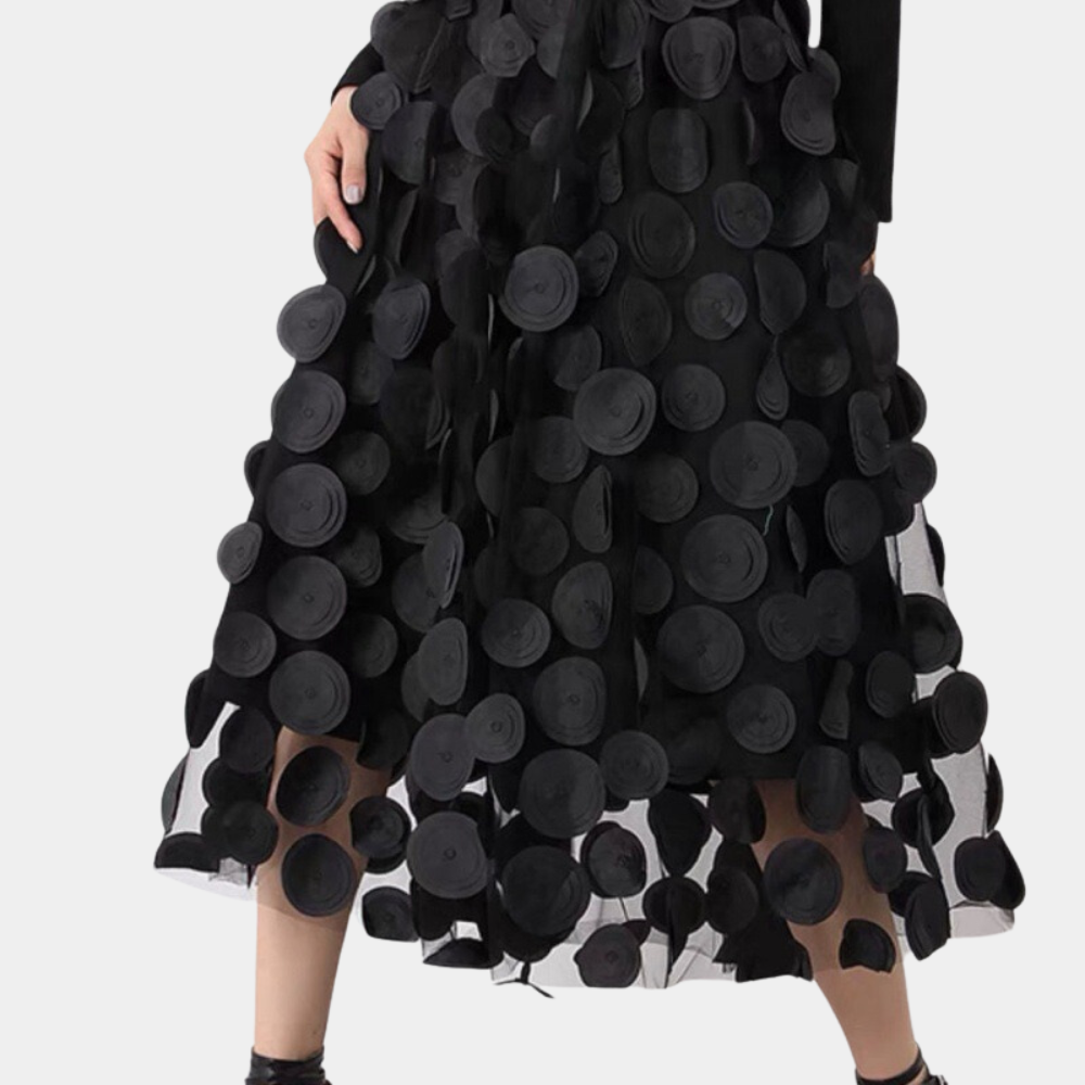 Elegantes Damengewand mit hoher Taille und 3D Polkadot - Seraphine für einen luxuriösen und eleganten Look