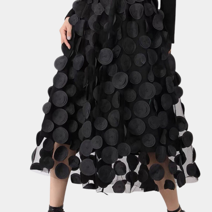 Elegantes Damengewand mit hoher Taille und 3D Polkadot - Seraphine für einen luxuriösen und eleganten Look