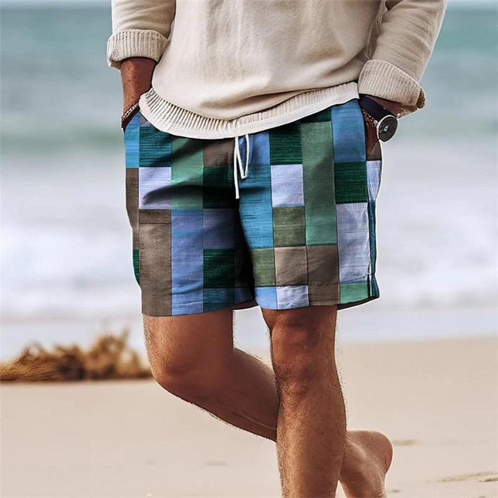 Elegante Herren-Sommer-Shorts mit auffälligem geometrischem Muster - perfekt für heiße Tage