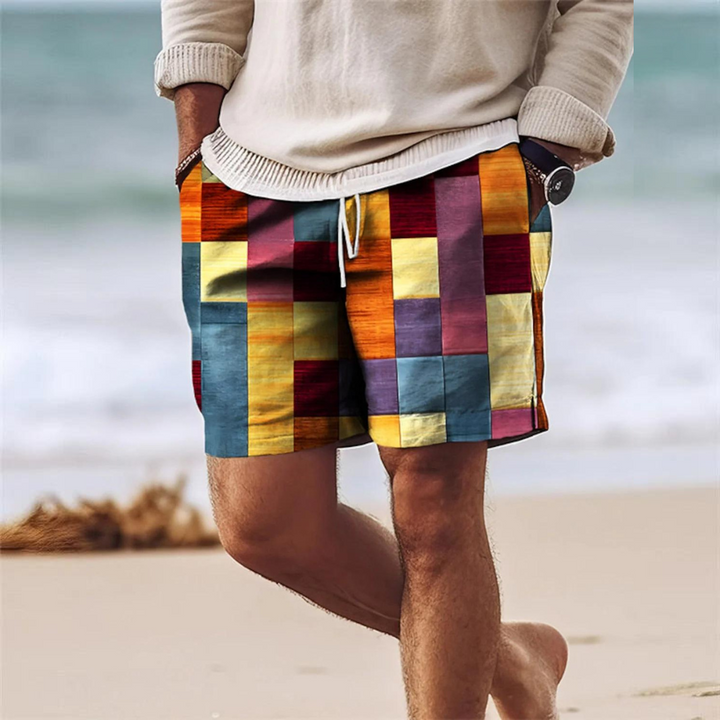 Elegante Herren-Sommer-Shorts mit auffälligem geometrischem Muster - perfekt für heiße Tage