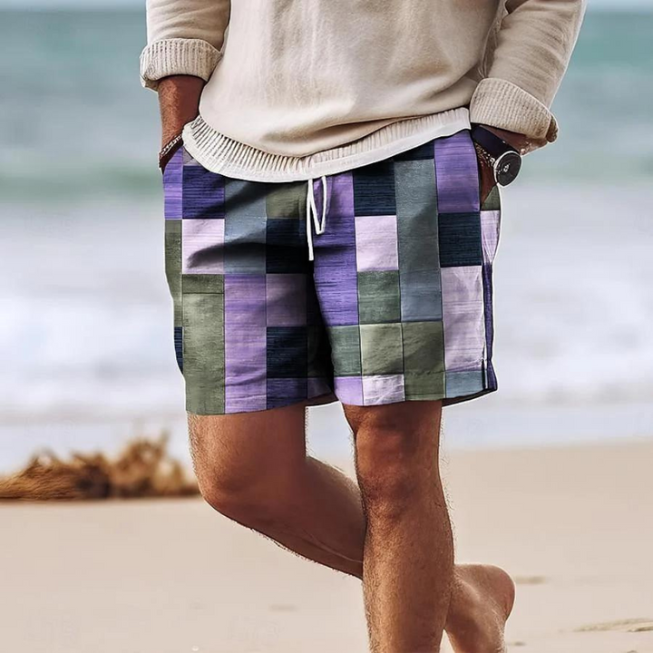 Elegante Herren-Sommer-Shorts mit auffälligem geometrischem Muster - perfekt für heiße Tage