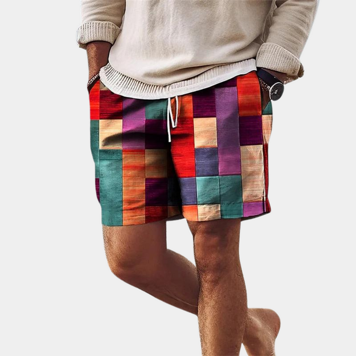 Elegante Herren-Sommer-Shorts mit auffälligem geometrischem Muster - perfekt für heiße Tage