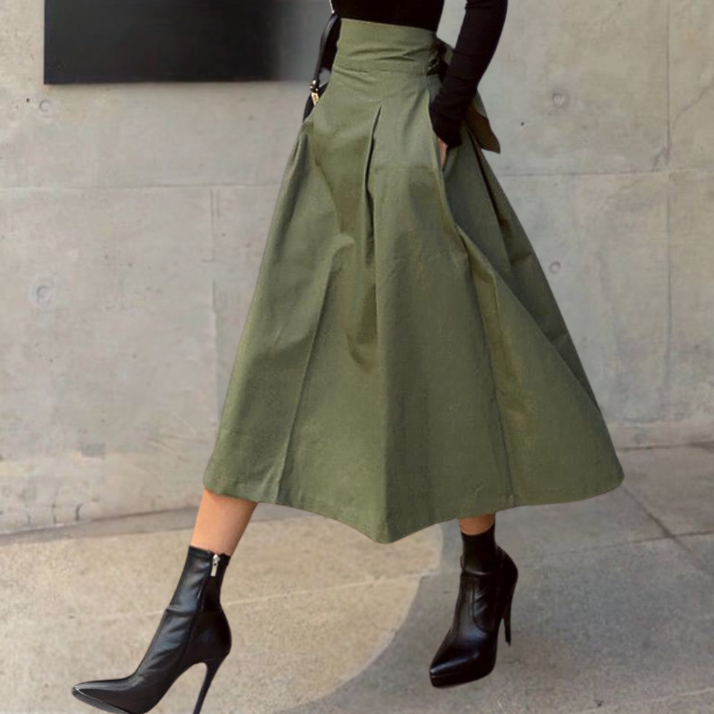 Stylowy damski elegancki rok z wysokim stanem - Gabriella